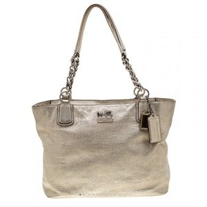 Coach Platinum Leather Metallic Bag